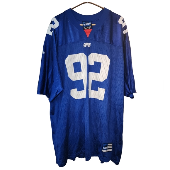 ADIDAS Michael Strahan #92 Jersey Vintage Giants NY Football NFL Men's XL Blue - Picture 1 of 4